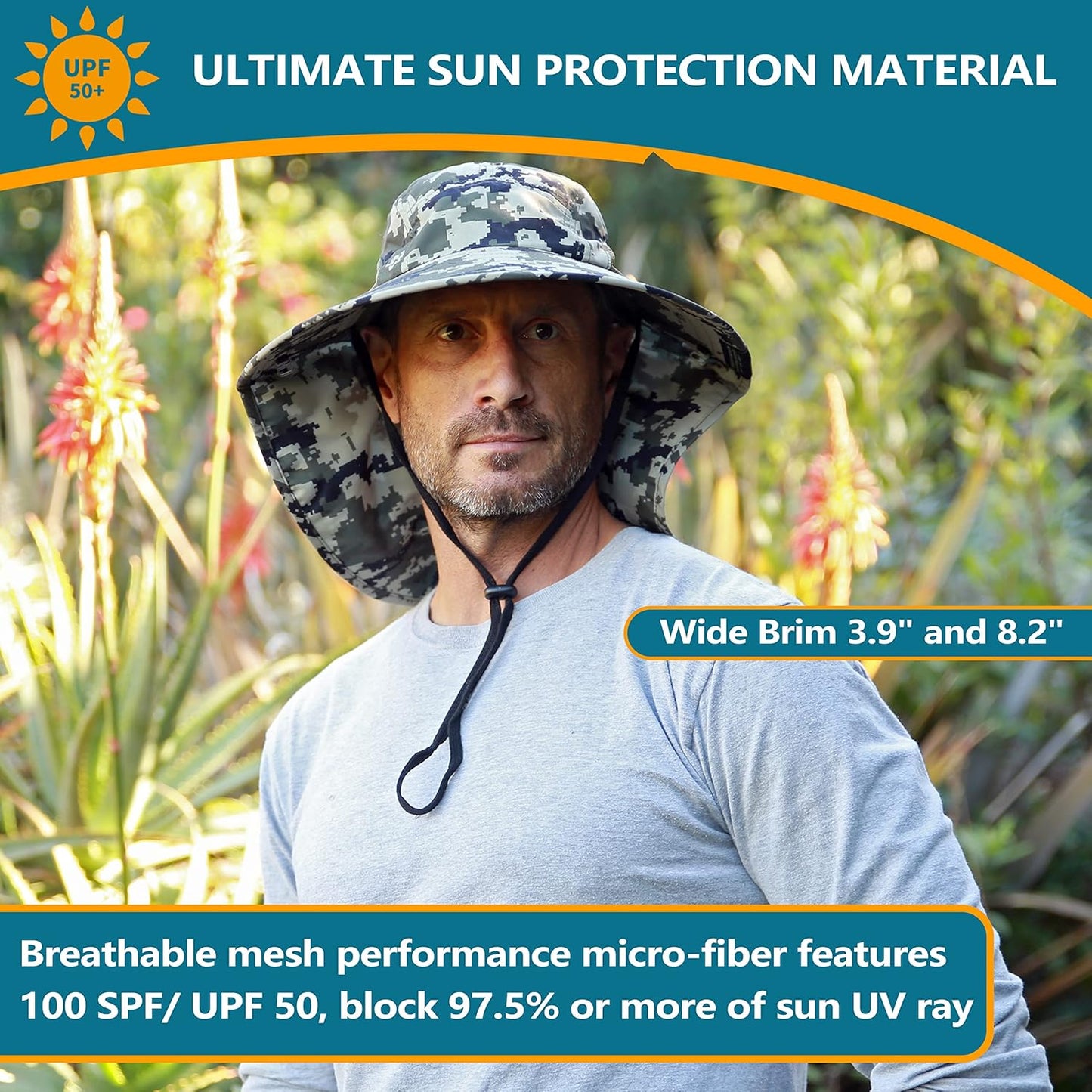 Solaris Sun Hat - UPF 50 Sun Protection for Men & Women | Lightweight Wide Brim Fishing & Hiking Cap