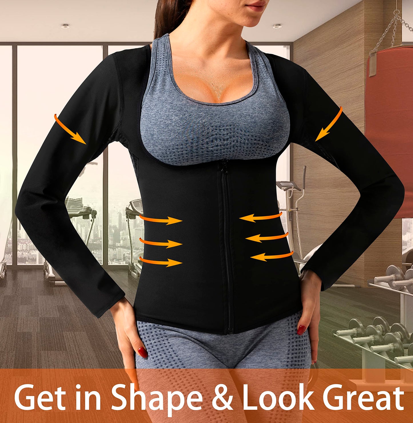 DYUAI Women Sauna Shirt Sweat Vest Heat Trapping Workout(6003-07-XXL)