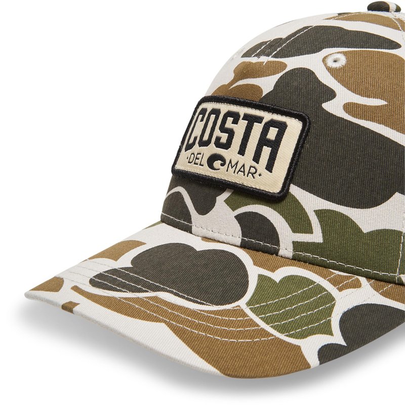 Costa Del Mar Mens Duck Camo Trucker Hat, Grey Camo, One Size