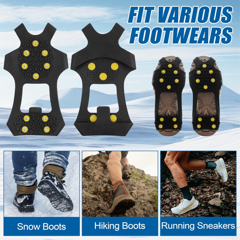 Ice Cleats Snow Traction Cleats Crampons for Shoe and Boots Non-Slip Overshoe for Walking on Snow and Ice Rubber Walking Cleats Anti Slip Crampons
