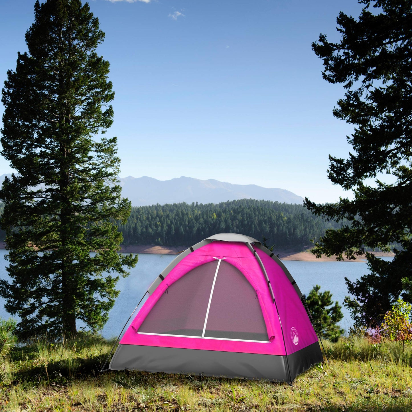 2 Person Dome Tent - Rain Fly & Carry Bag - Easy Set Up-Great for Camping, Backpacking, Hiking & Outdoor Music Festivals by Wakeman Outdoors (Pink)