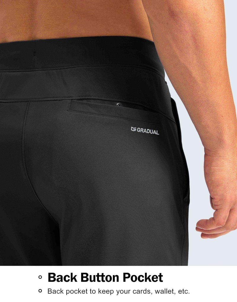G Gradual 30"/32"/34" Inseam Tall Mens Sweatpants with Zipper Pockets Stretch Golf Workout Pants for Men Casual Athletic(Black,L)