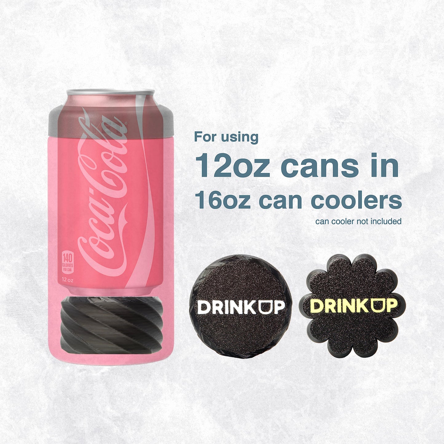 DrinkUp (2 Pack) 12oz Can Adapter for 16oz YETI Can Coolers - Fits MiiR CamelBak RTIC BrüMate, Colster or Insulator for Tallboys - Spacer Extension for 16oz Can coolers use 12oz cans