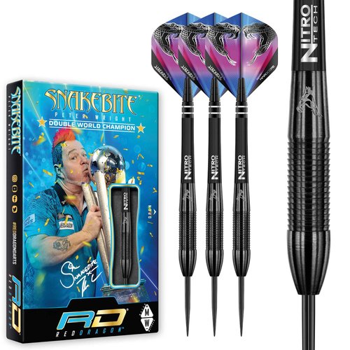 Peter Wright Snakebite 3: 26g Tungsten Darts Set with Flights and Stems
