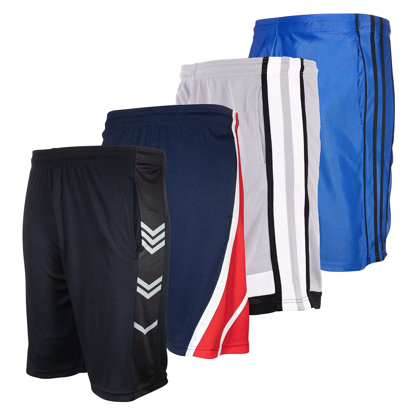 High Energy Long Basketball Shorts for Men, 4 Pack, Sports, Fitness, and Exercise, Athletic Performance, Pack 216, 2X-Large