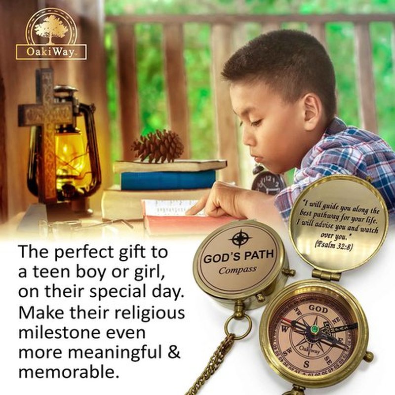 Dream Chaser (Wooden Box) & God's Path Compass (Leather Case) - Birthday, Christmas, Inspirational Gifts, Baptism, Communion Gift for Teen Boys, Graduation Gifts