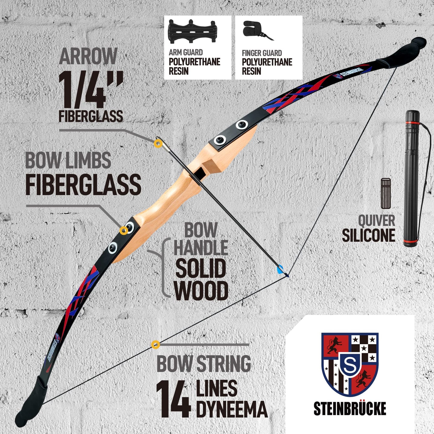 Gioventù Recurve Bow and Arrow Adult - 54" Traditional Wood Takedown Recurve Bow with Lightweight Design, Right Handed Bow for Adults, Youth, Beginner Hunting, Training Practice（30lb 40lb