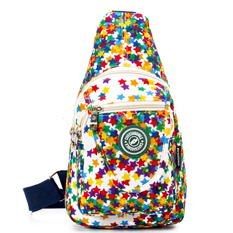 Chrysansmile Sling Bag for Women Men Nylon Crossbody Bags Fanny Packs Star Print Small Backpack for Travel Hiking
