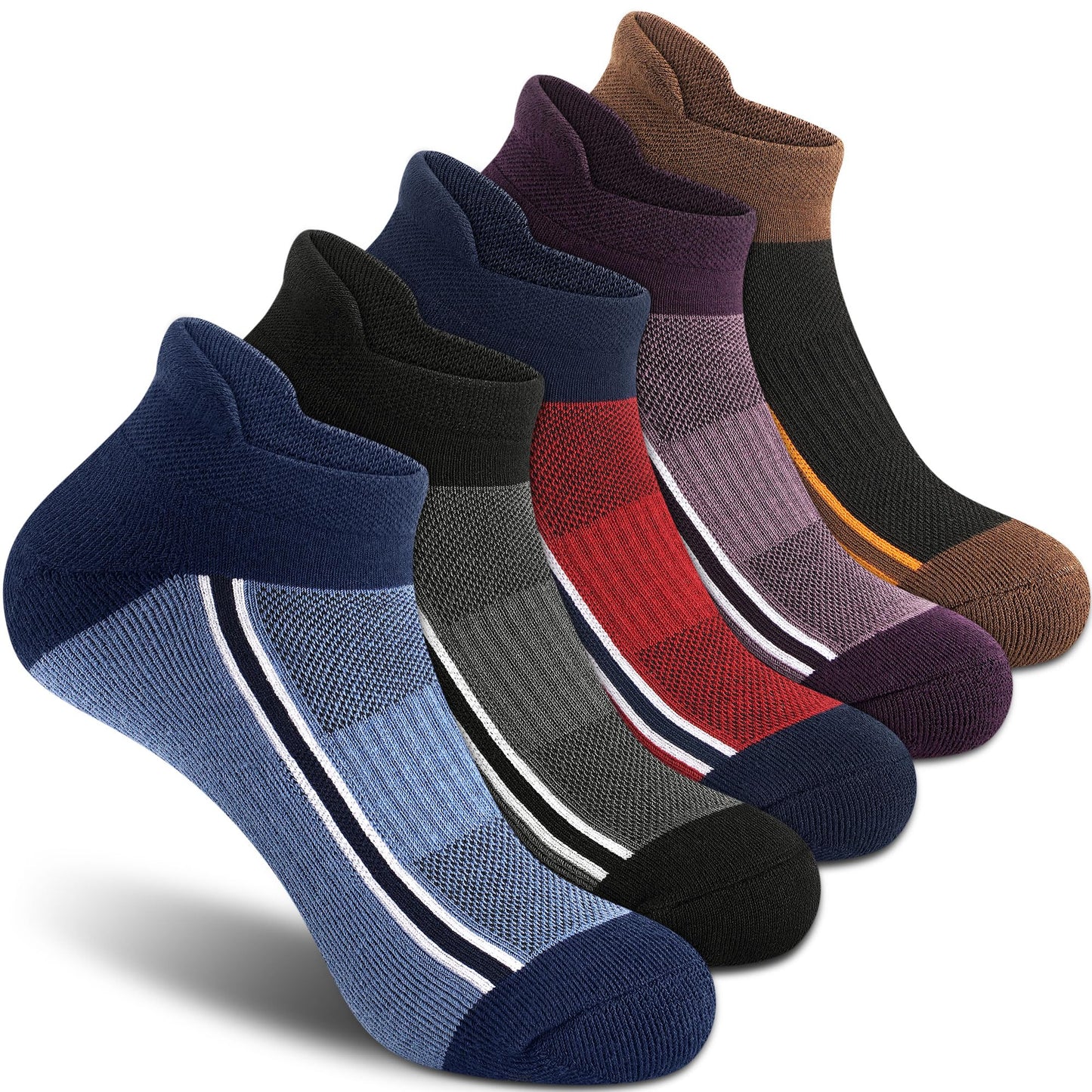 Gonii Men's Running Athletic Ankle Socks - Thick Cushioned Low Cut Socks (5 Pairs)