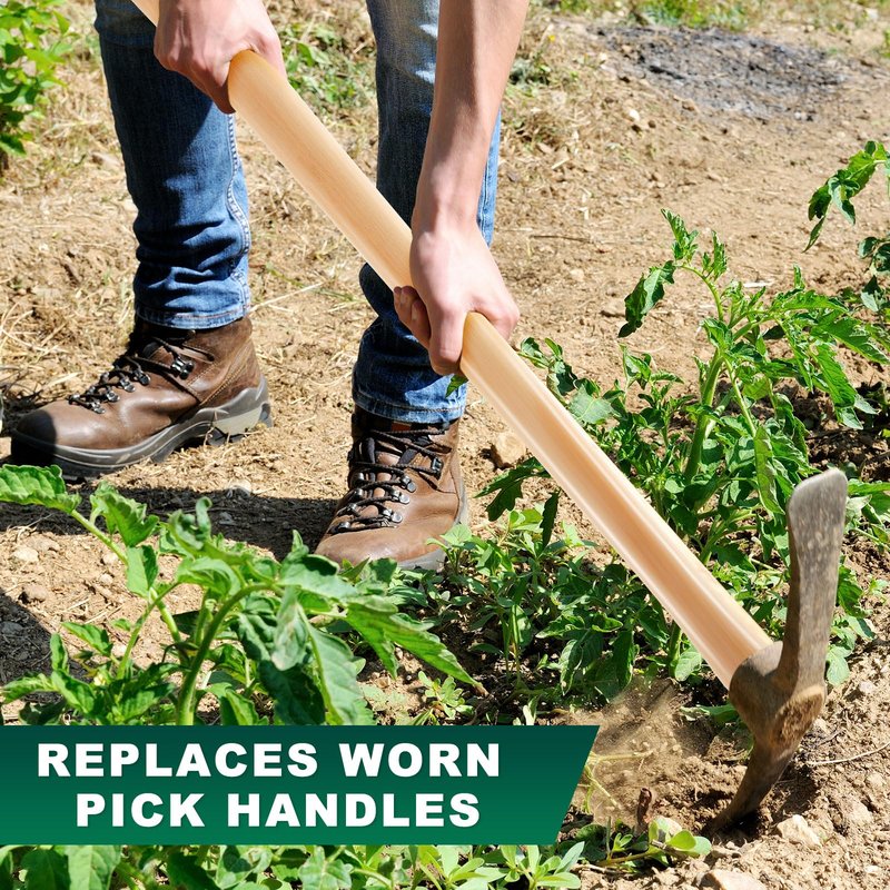 Bucherry 1 Pcs 35 Inches Pickaxe Handles Beech Wood Handles Replacement Tool Set for Heavy Duty Pick Axe, Mattock Heads, for Gardening, Landscaping, Yard and Outdoors Work