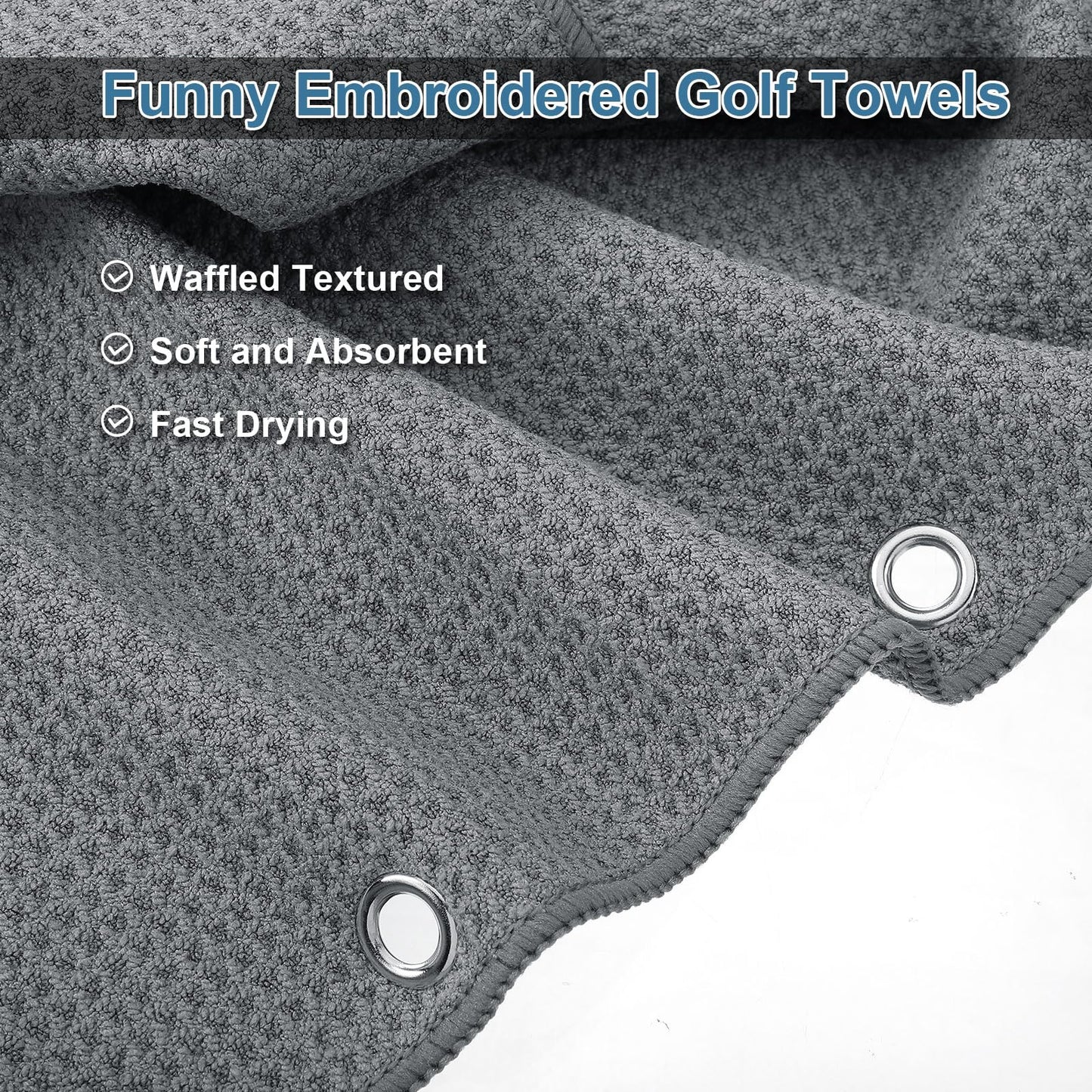 Moukeren 3 Pcs Fathers Day Dad Gifts for Men Funny Men Golf Towels Microfiber Embroidered Ball Towel with Clip for Man Golf Bags for Father's Day Birthday Husband Golfball Fan Gifts