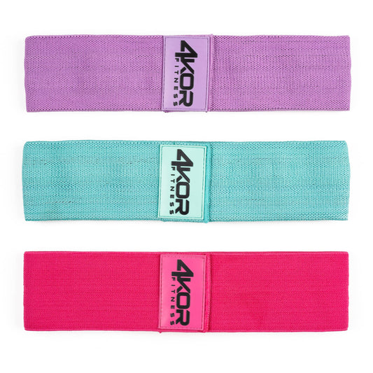 4KOR Hip Bands (3 Grippy: Pink, Aqua, Lavender) XHeavy, Medium, and Light Resistance Levels for Activating HIPS and Glutes