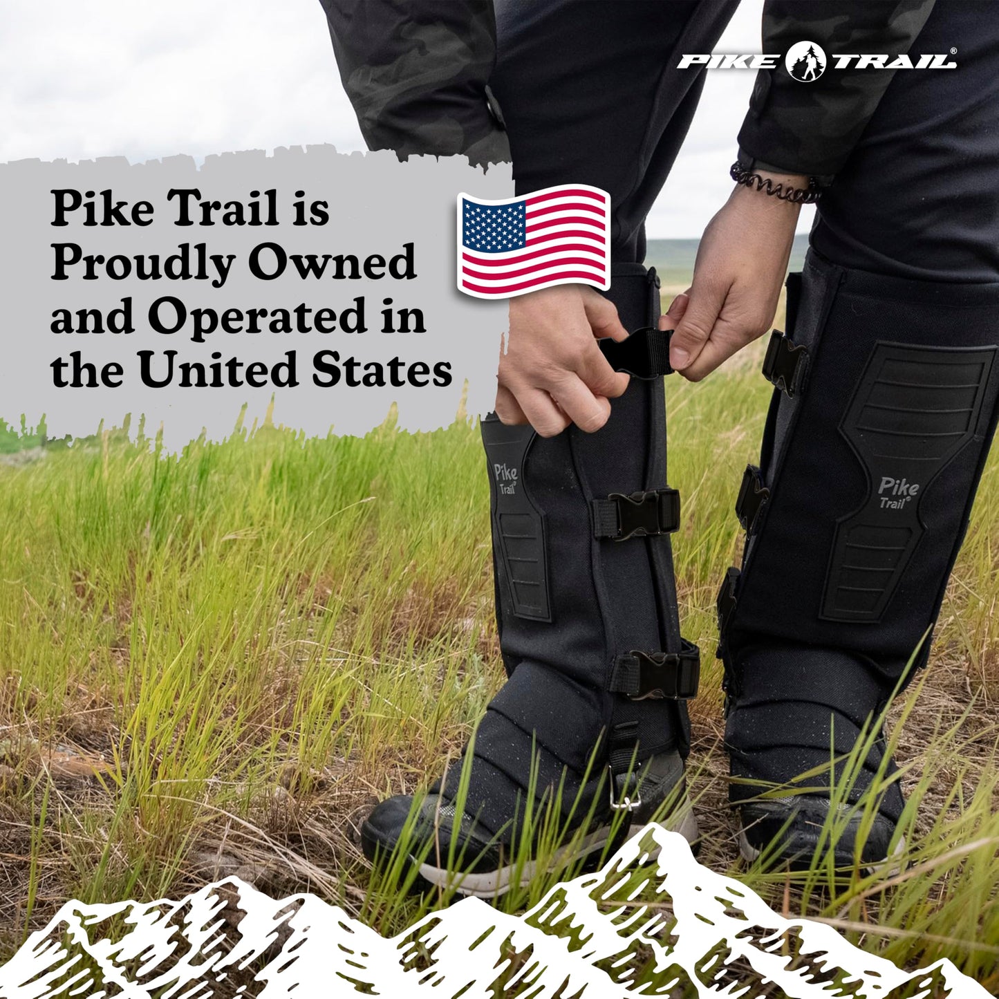 Pike Trail Snake Gaiters Leg Guards - Waterproof, Durable - Adjustable Size for Men & Women - Protection from Snake Bites - Hiking Essentials Ideal for Trekking, Hunting & Fishing - Black - 1 Pair