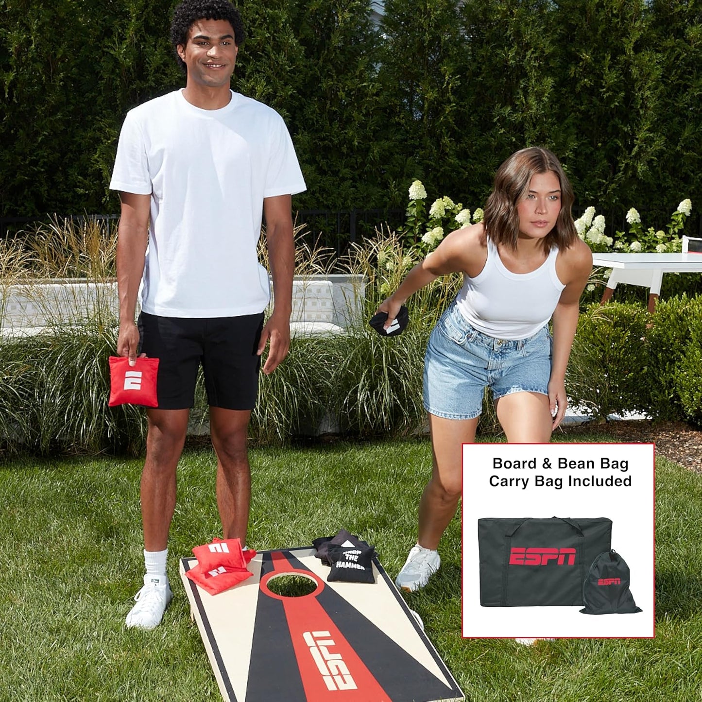 Solid Wood Cornhole Board Set - Includes Bean Bags & Travel Case | Perfect for Outdoor Games