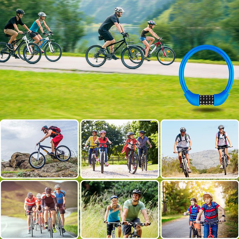 IDEALUX Bike Lock Cable, Bicycle Cable Lock with 5 Digit Combination, Resettable Kids Bike Cable Lock, 20" x ∅0.8" Black