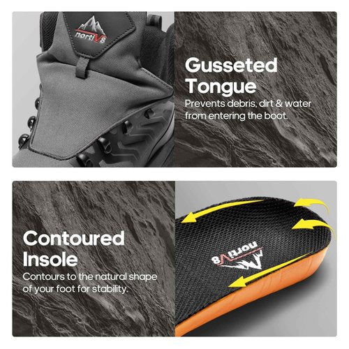 NORTIV 8 Men's Lightweight Hiking Boots Waterproof Breathable Outdoor Trekking Camping Ankle Boots Fern,Size 10,Grey/Black,NMUMHB2502