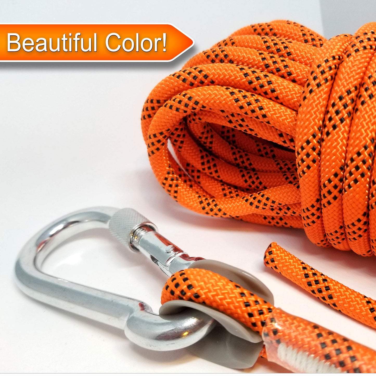 Woodland Home Magnet Fishing Rope with Oval Connector, 2000LB Pulling Forces, 8mm Thick, 52 FT, Durable Quality Rope for Fishing Magnet, camping, Boating, Outdoor & Indoor Use, Bright Orange