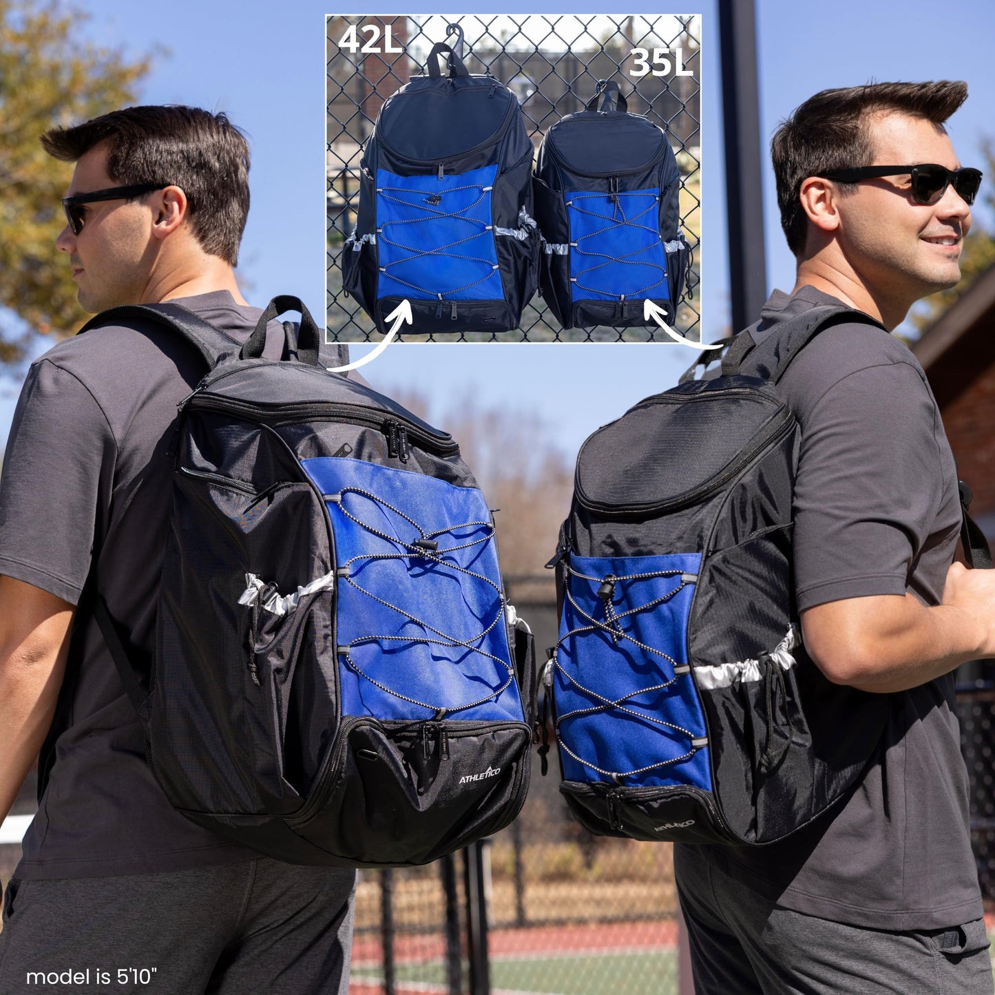 Athletico 35L Pickleball Backpack - Fits Up to 2 Paddles, Includes Ball Holder (Red)