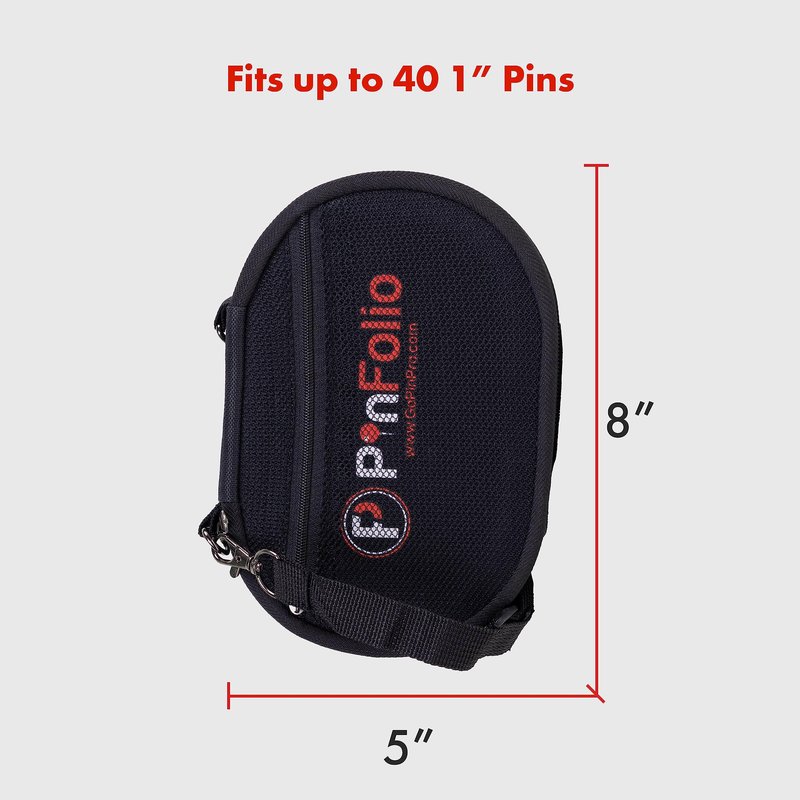 PinFolio Go Pin Display Bag, Lightweight & Compact Sports Pin Book Designed for Loungefly Backpacks & Easy Trading Up to 40 1-Inch Enamel Pins (Black)
