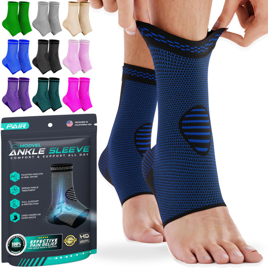 Modvel Foot & Ankle Brace Socks for Sprained Ankle Compression Sleeve - Foot Support for Women & Men - Tendonitis & Arthritis Ankle Brace Sports Running, Torn Ligaments & Women Stabilizing Ankle Wrap