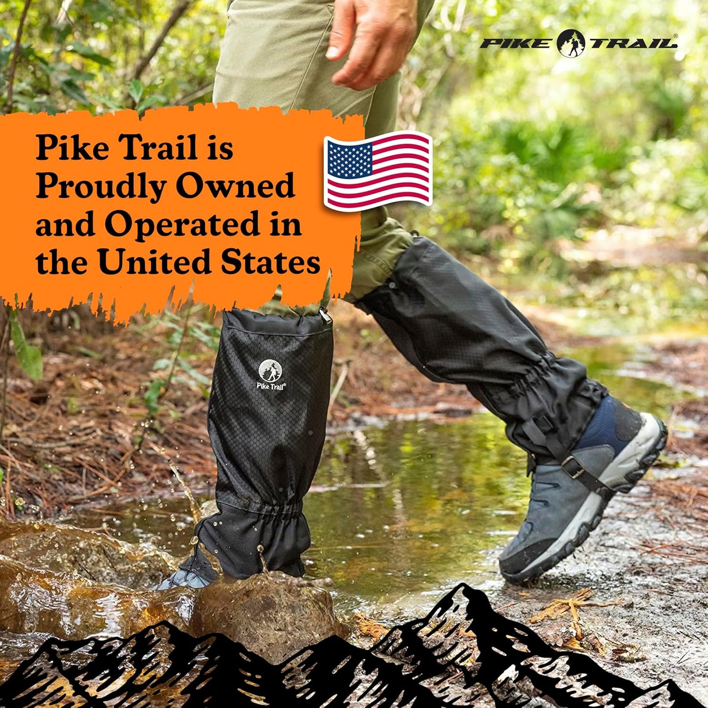 Pike Trail Adjustable Leg Gaiters - Waterproof & Lightweight Leg Guards for Hiking, Trekking | Unisex, 1 Pair