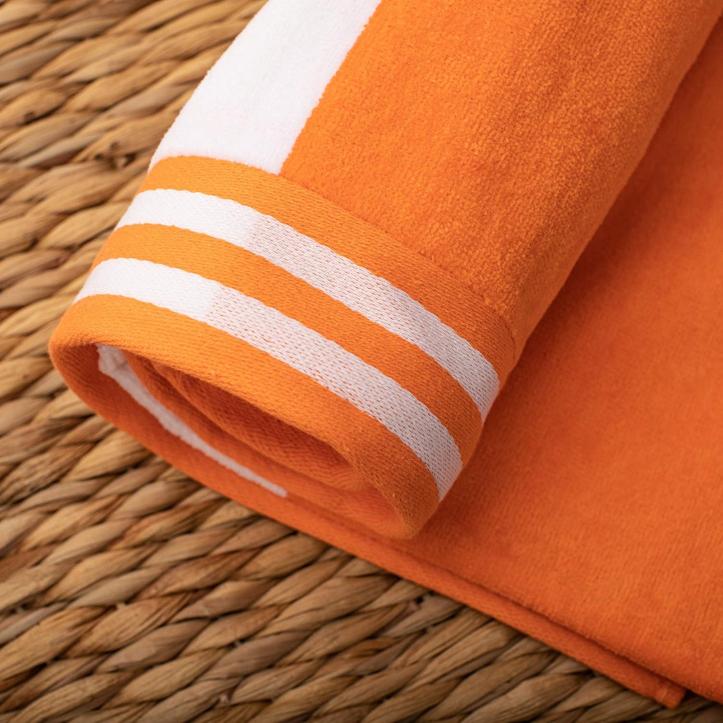 Oversized Beach Towel Set - Soft Orange Cotton Towels for Ultimate Comfort | 2-Pack