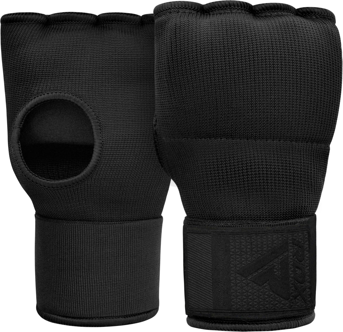 RDX Gel Boxing Hand Wraps Inner Gloves Men Women, Quick 100cm Long Wrist Straps, Elasticated Padded Fist Under Mitts Protection, Muay Thai MMA Kickboxing Martial Arts (Full Black, XL)