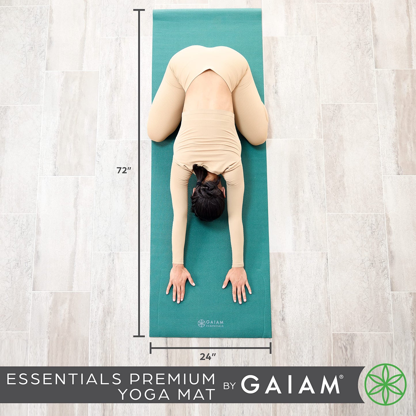 Gaiam Essentials Premium Yoga Mat with Carrier Sling, Navy, 72"L x 24"W x 1/4 Inch Thick