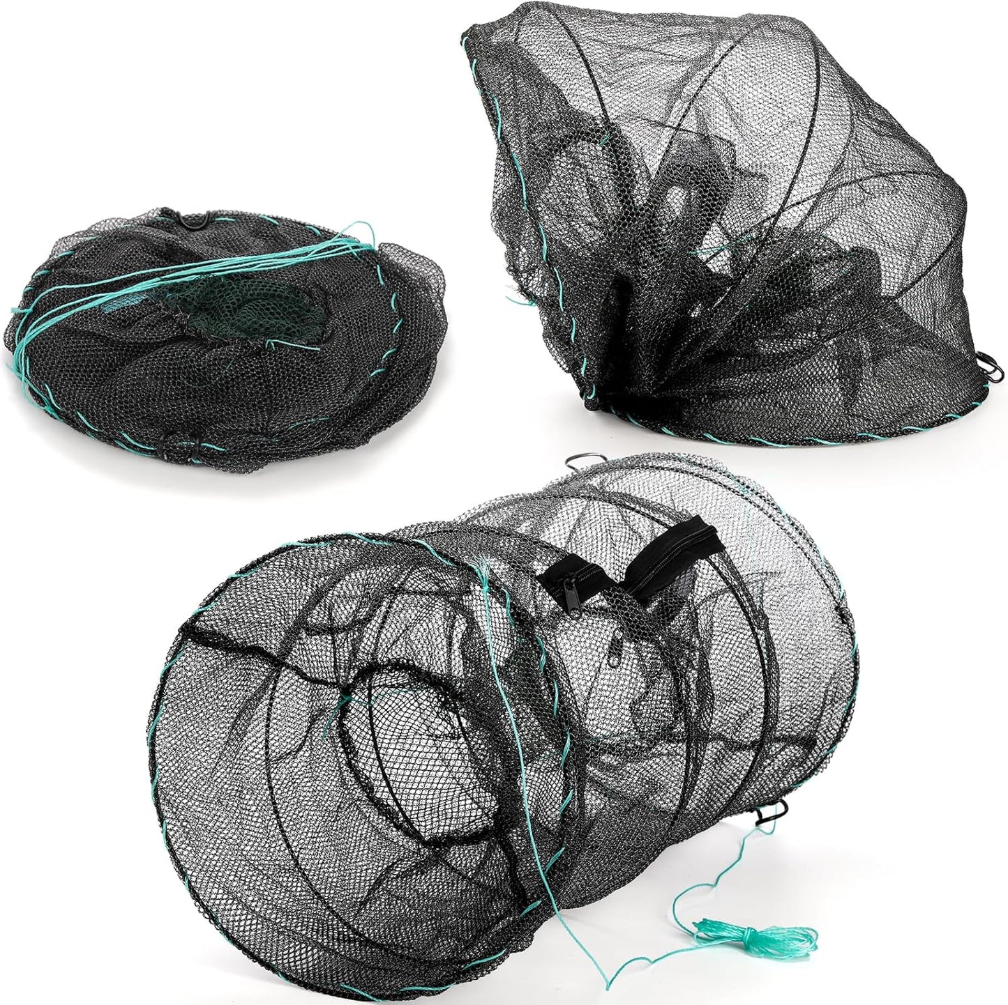 ZENFUN Fishing Bait Trap Set - 2 Pcs Collapsible Crab & Crawfish Nets | Portable Foldable Design