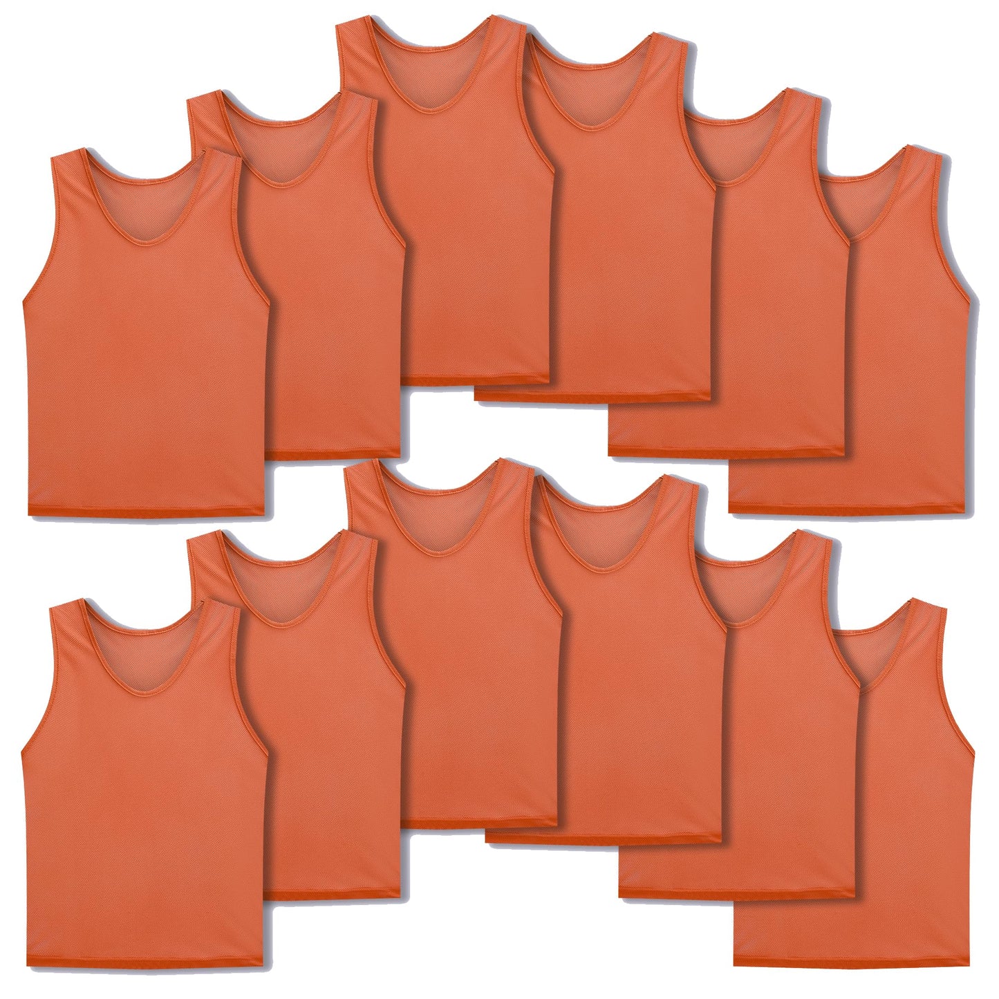 SPTEHW Scrimmage Vests Pinnies Team Practice Jerseys for Kids,Youth and Adult Sports Soccer,Football,Basketball(12 Pack)（Orange,XL）
