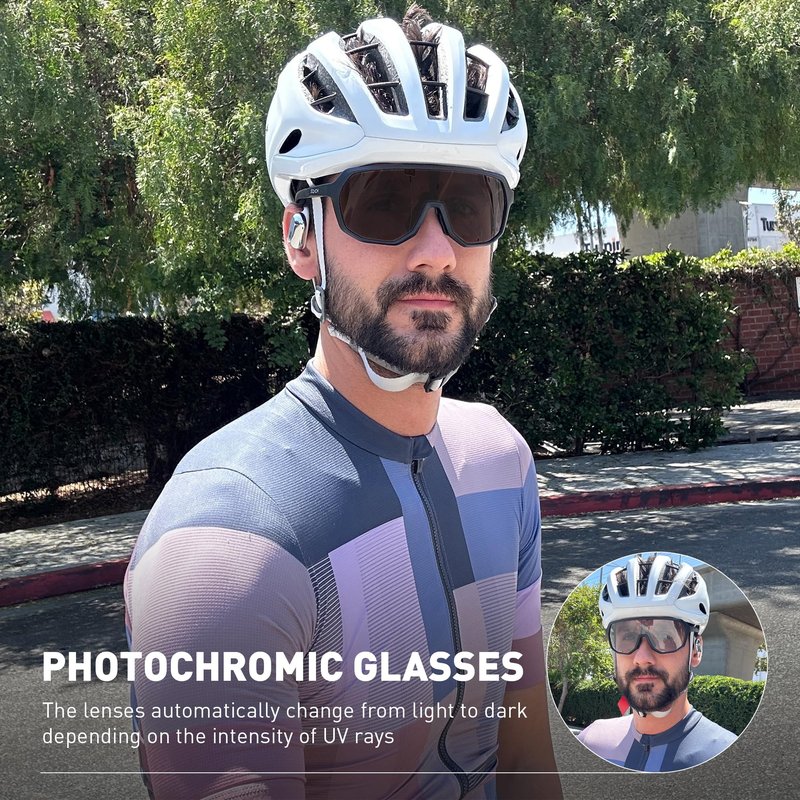 SCVCN Photochromic Cycling Glasses Men Women Clear Sports Sunglasses UV400 Protection for Cycling Running Baseball mtb Driving mountain bike Golf and other outdoor sports 501