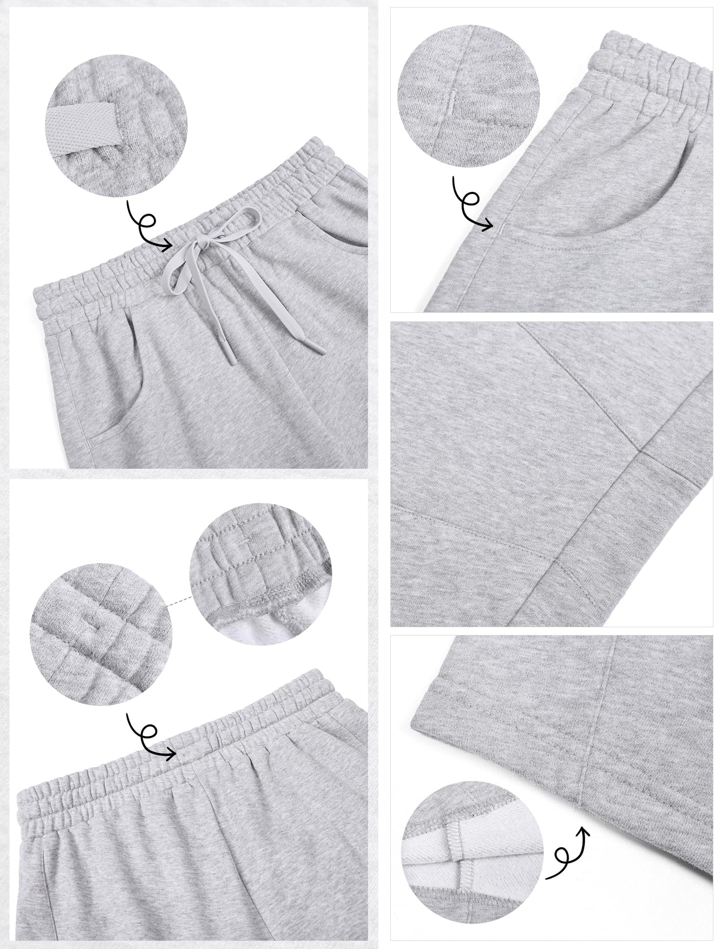 IWD Womens Sweatpants 2026 Baggy Wide Leg Pants Casual Elastic Waisted Drawstring Barrel Sweat Pants with Pockets (Light Grey, Large)