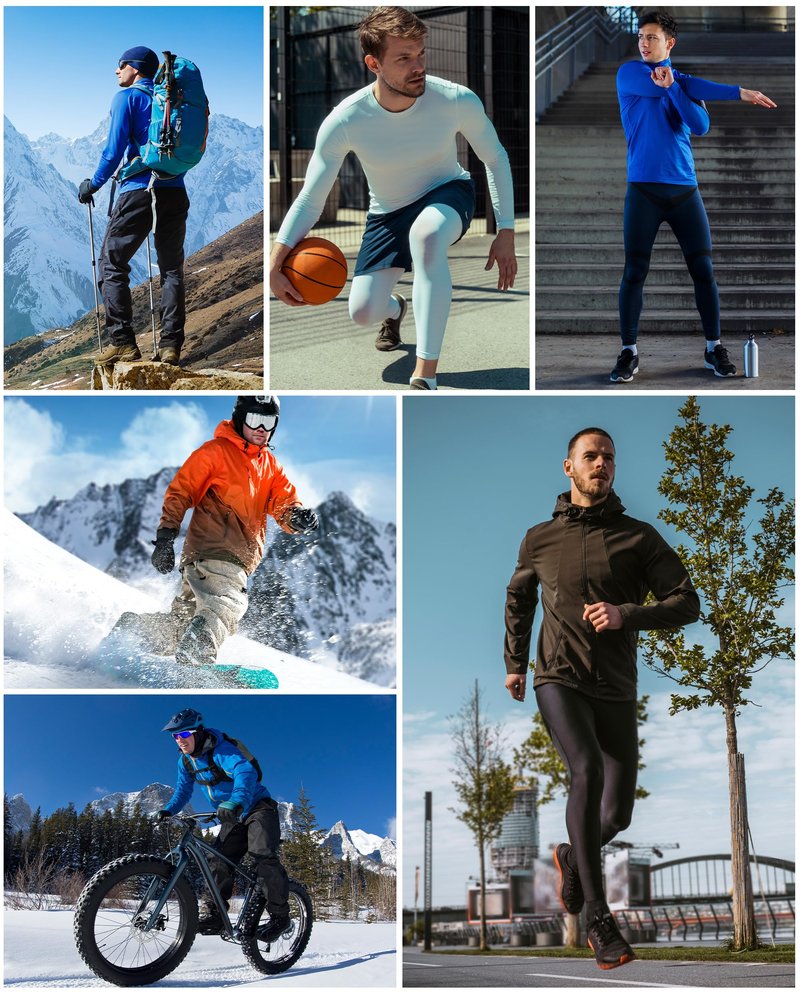 RIKUAOU Men's Thermal Pants Long Johns, Fleece Lined Compression Tights Leggings with Pockets, Ski Running Base Layer Bottoms Dark Green