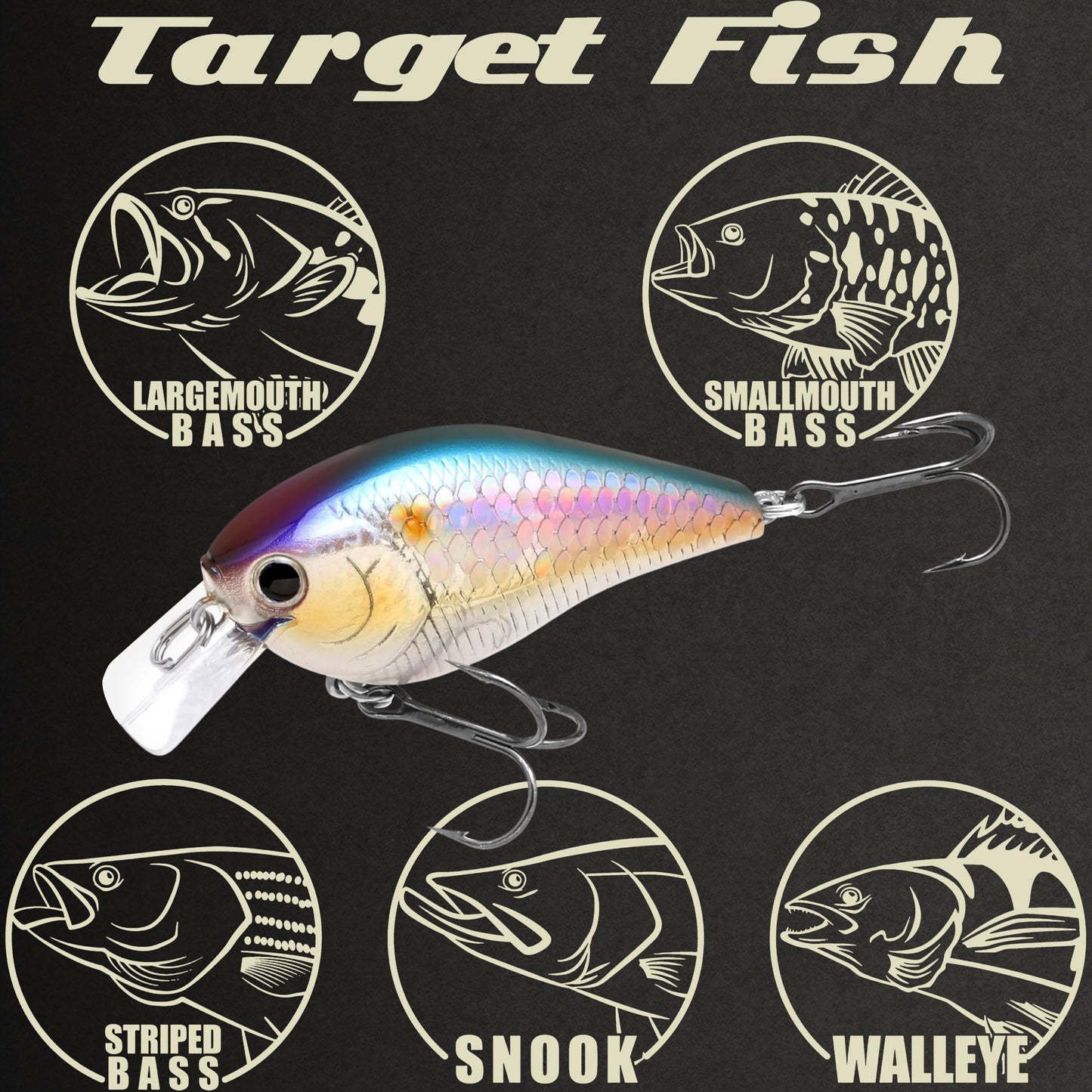 LUCKY CRAFT LC 1.5 Silent Crankbait Fishing Lures, 2-3/8” Squarebill Crankbait, Bass Lures, Floating 4ft Depth Hard Bait, Fishing Gear, 270 MS American Shad