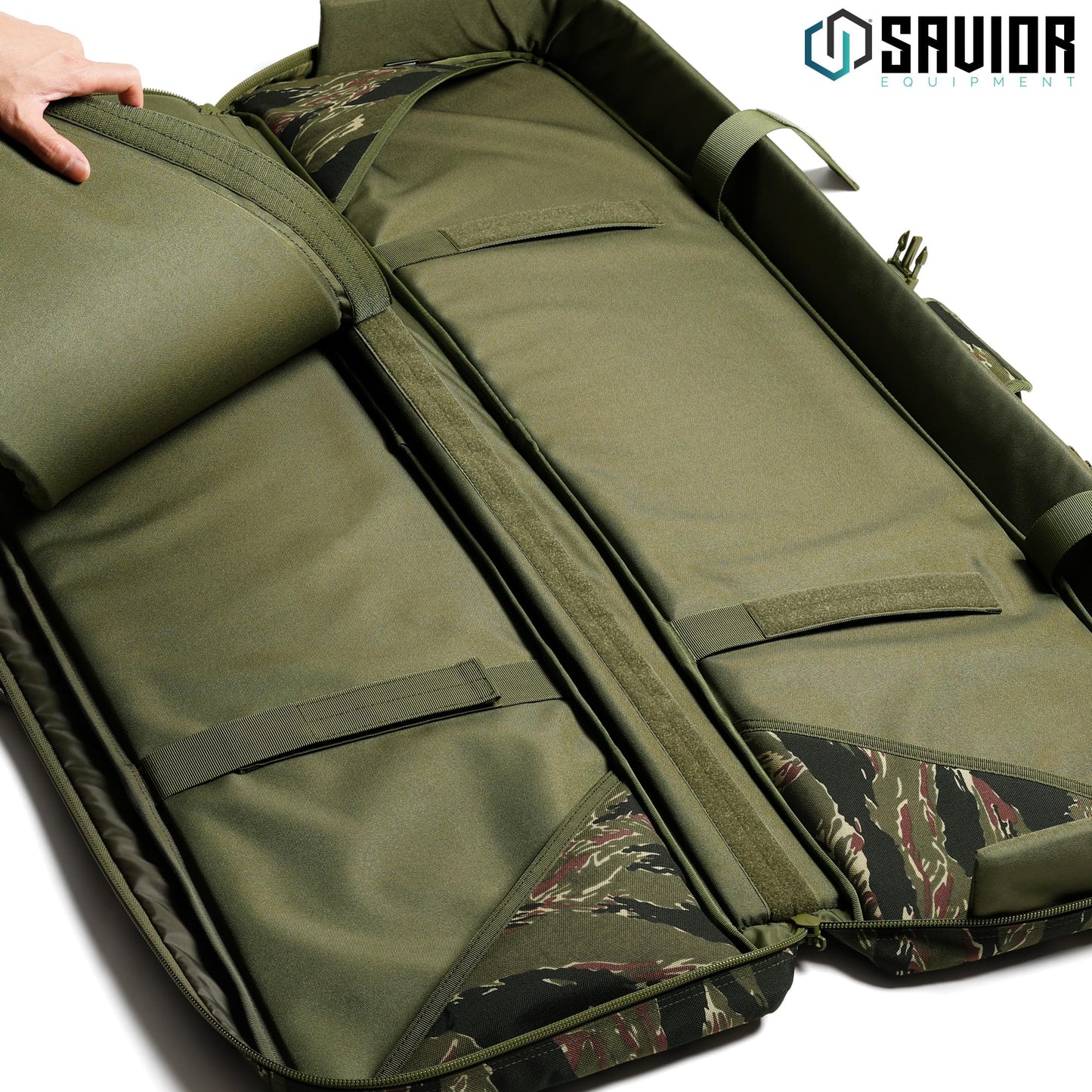 Savior Equipment American Classic Tactical Double Long Gun Bag Pistol Transportation Case w/Backpack Strap, 46 Inch Tiger Stripe