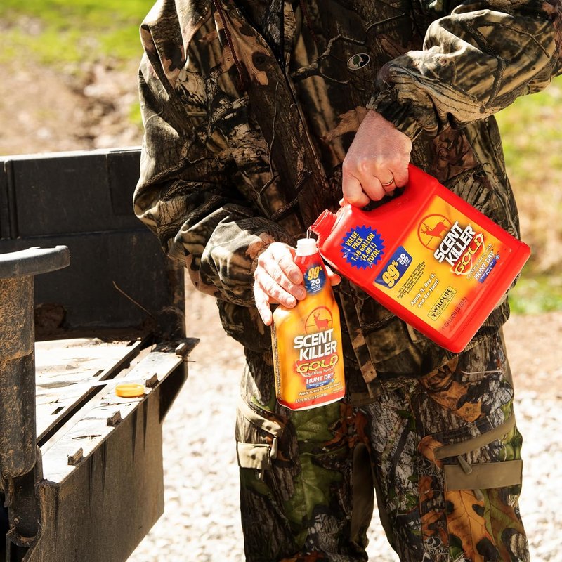Scent Killer Gold Spray | Hunting Odor Eliminator with Hunt Dry Technology - Maximum Performance for Deer & Elk (Gallon Combo)