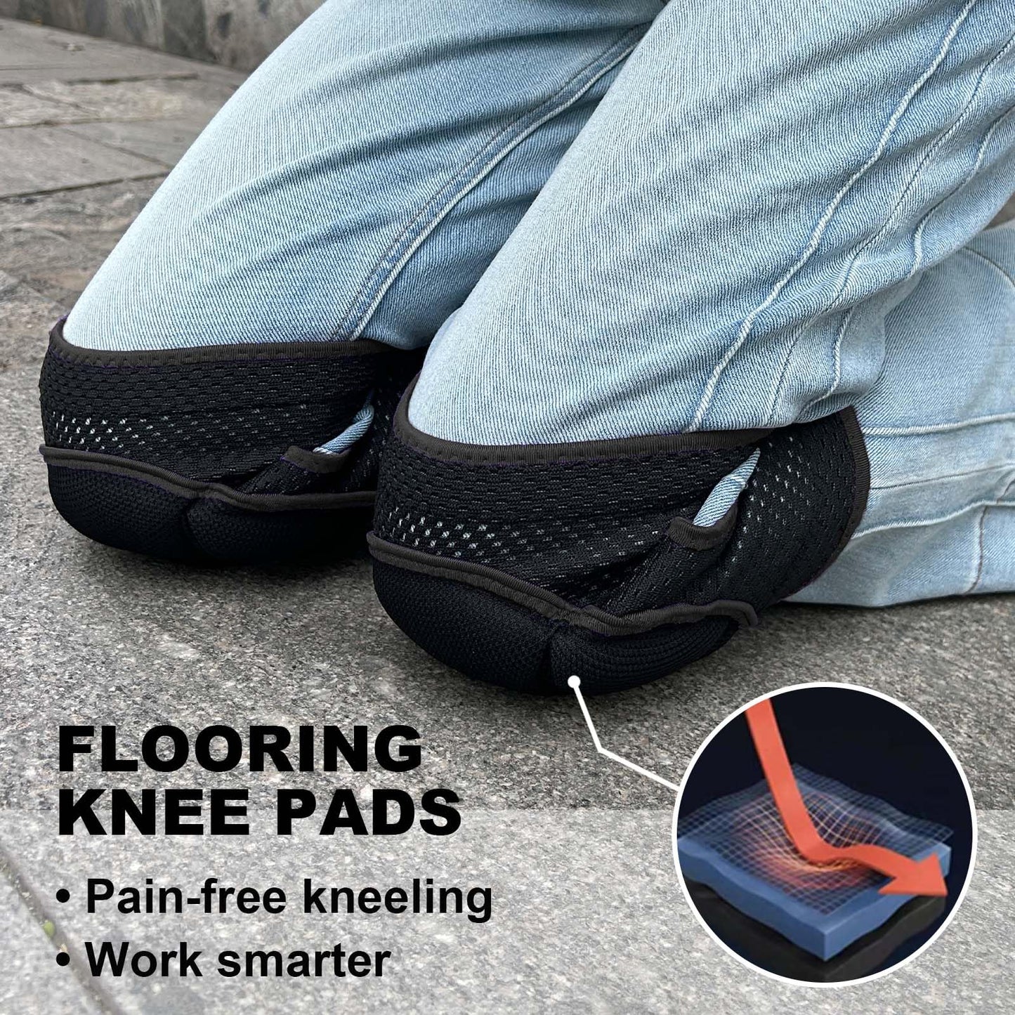 JYBTAA Knee Pads for Men Women Work, Gardening Kneeling Pad for Cleaning Floors, Cushion Kneepads for Flooring Crawling Painting Weeding, Concrete Kneepads for Adult and Elderly, Black M (1 pair)