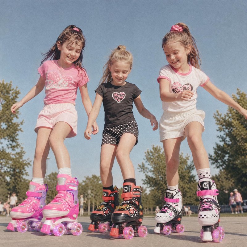 SULIFEEL Roller Skates for Girls Ages 3-12, 4 Sizes Adjustable Kids Quad Skates with Light up Wheels-Birthday Gift for Indoor Outdoor Sports