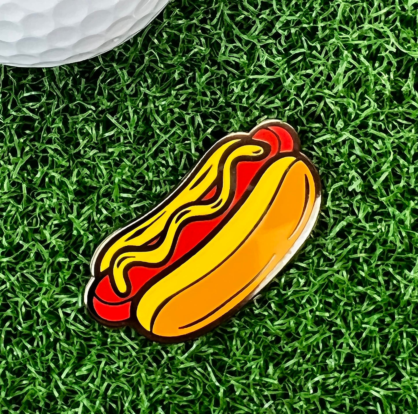 Hot Dog Golf Ball Marker- Made in USA - Funny Metal Hotdog Ball Marker