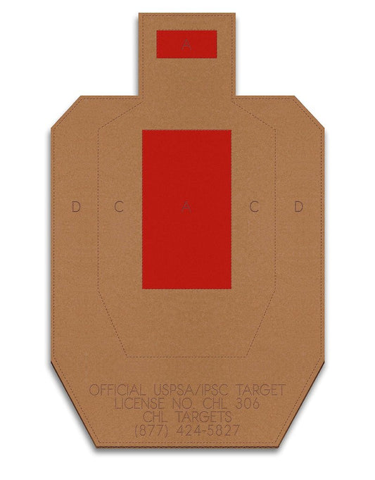 Official USPSA/IPSC Cardboard Targets, Competition Torso Target, Silhouette Shooting Target, Cardboard Targets. Made in USA (USPSA Red Center, 20 Target Pack)