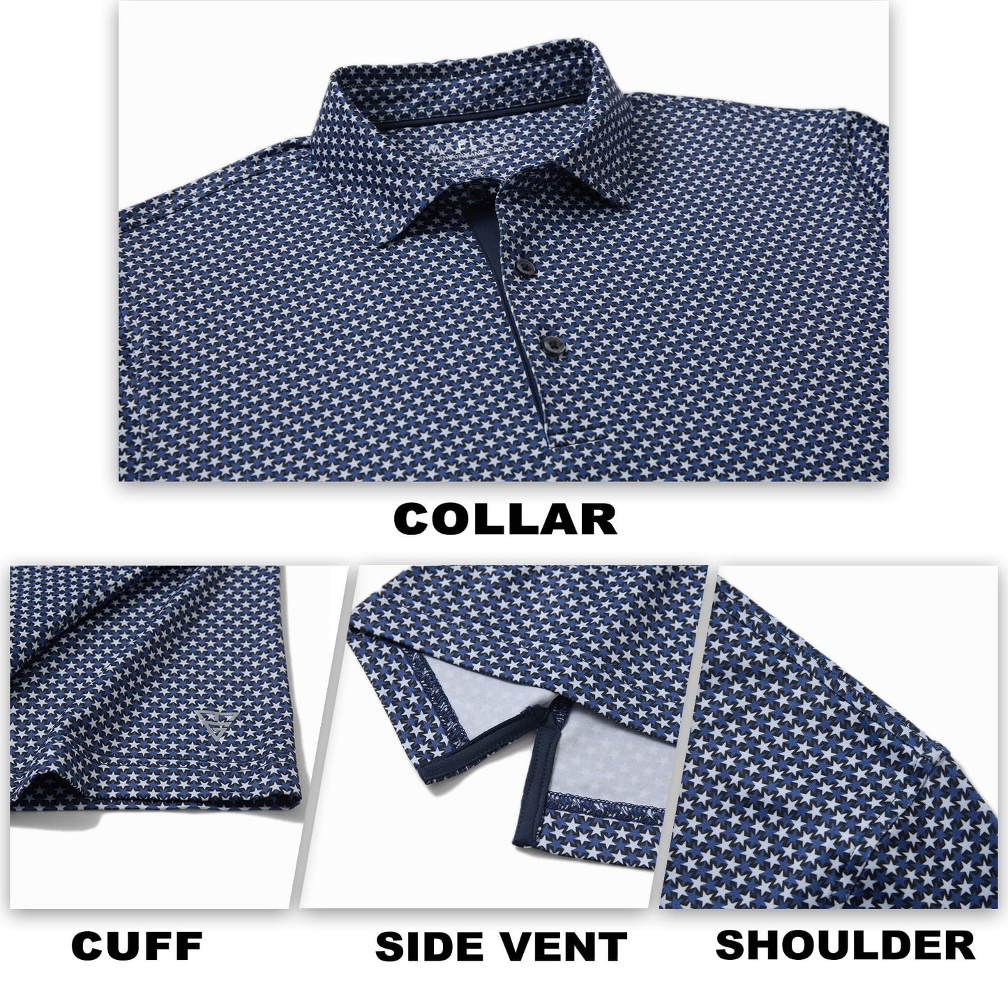 M MAELREG Polo Shirts for Men Quick Dry Fit Short Sleeve Performance Moisture Wicking Print Men’s Golf Shirts