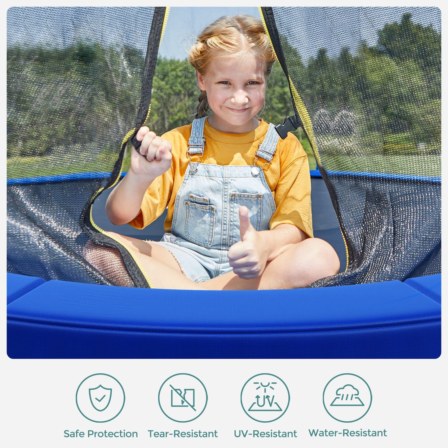 SONGMICS Replacement Trampoline Safety Pad Mat, 12 ft (144 Inches) Spring Cover, UV-Resistant, Tear-Resistant Edge Protection, Standard Size, Cobalt Blue USTP12FT