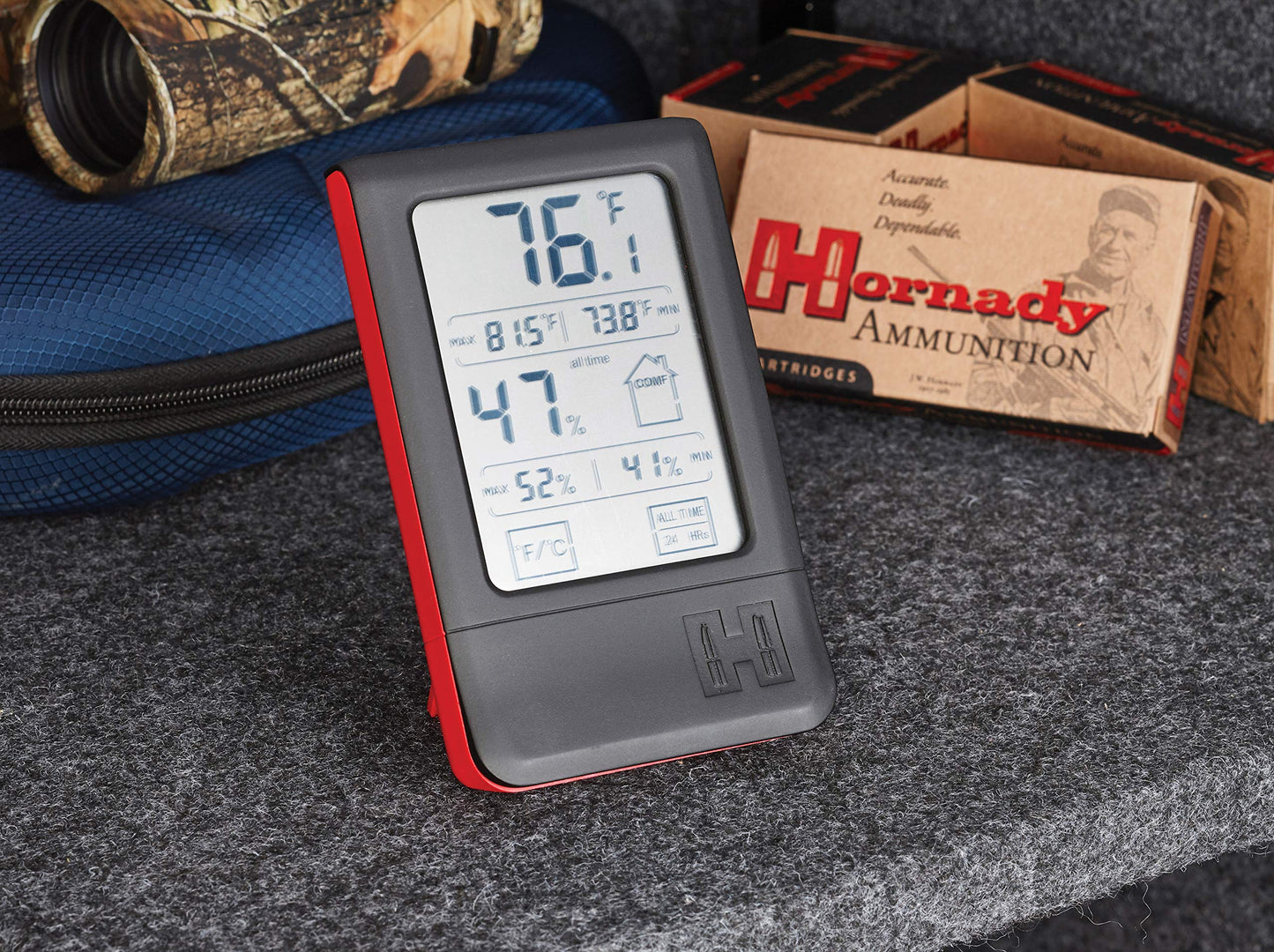 Hornady Digital Hygrometer, 95909 - Indoor Temperature and Humidity Monitor with Touchscreen LCD Display - Ideal Room Thermometer Hygrometer for Gun Safes & Cabinets, Closets, Workbench & More