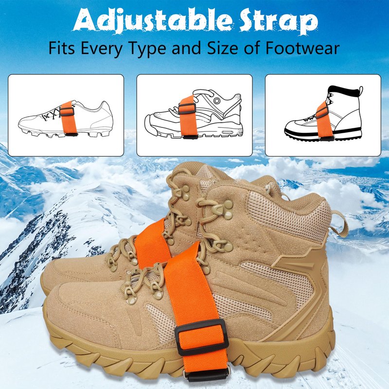 Ice Cleats Mid-Sole Snow Traction Cleats for Walking on Snow and Ice Anti-Slip Crampon with Adjustable Straps 7 Tungsten Studs for Secure Grip Anti Slip Crampons for Walking Jogging Hiking