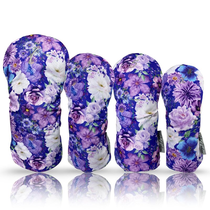 Taboo Fashions Designer Resort Golf Club Covers for Women - Numbered Golf Headcovers Set for Driver, Woods & Hybrid - Weather/Moisture Resistant Protection, Pack of 4 (Purple Petals)