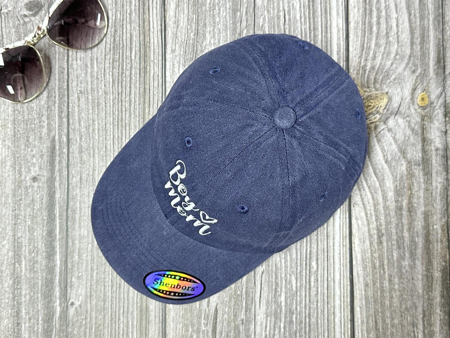 Shenbors Boy Mom Hat for Women, for Mama Mommy Mum, Embroidered Navy Blue Baseball Cap, Adjustable Snapback Hat