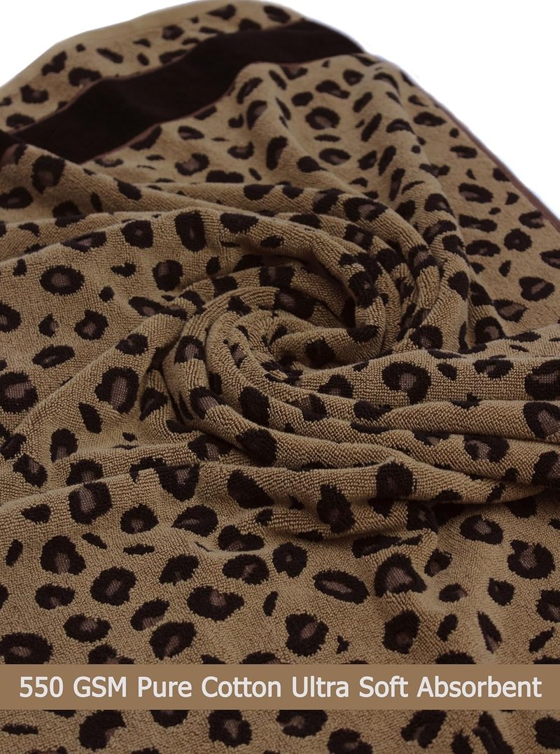 Cotton Craft 6-Piece Animal Print Towel Set | Soft 100% Cotton Jacquard Bath & Hand Towels