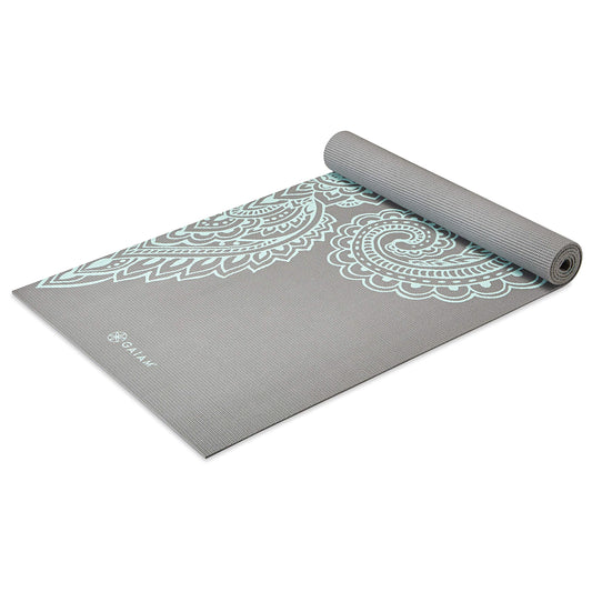 Gaiam Yoga Mat Premium Print Non Slip Exercise & Fitness Mat for All Types of Yoga, Pilates & Floor Workouts, Paisley Lagoon, 5mm (05-64065)