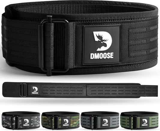 DMoose Weight Lifting Belt - Auto Locking Gym Belt for Cross Training | 4" Adjustable Nylon for Lumbar Support