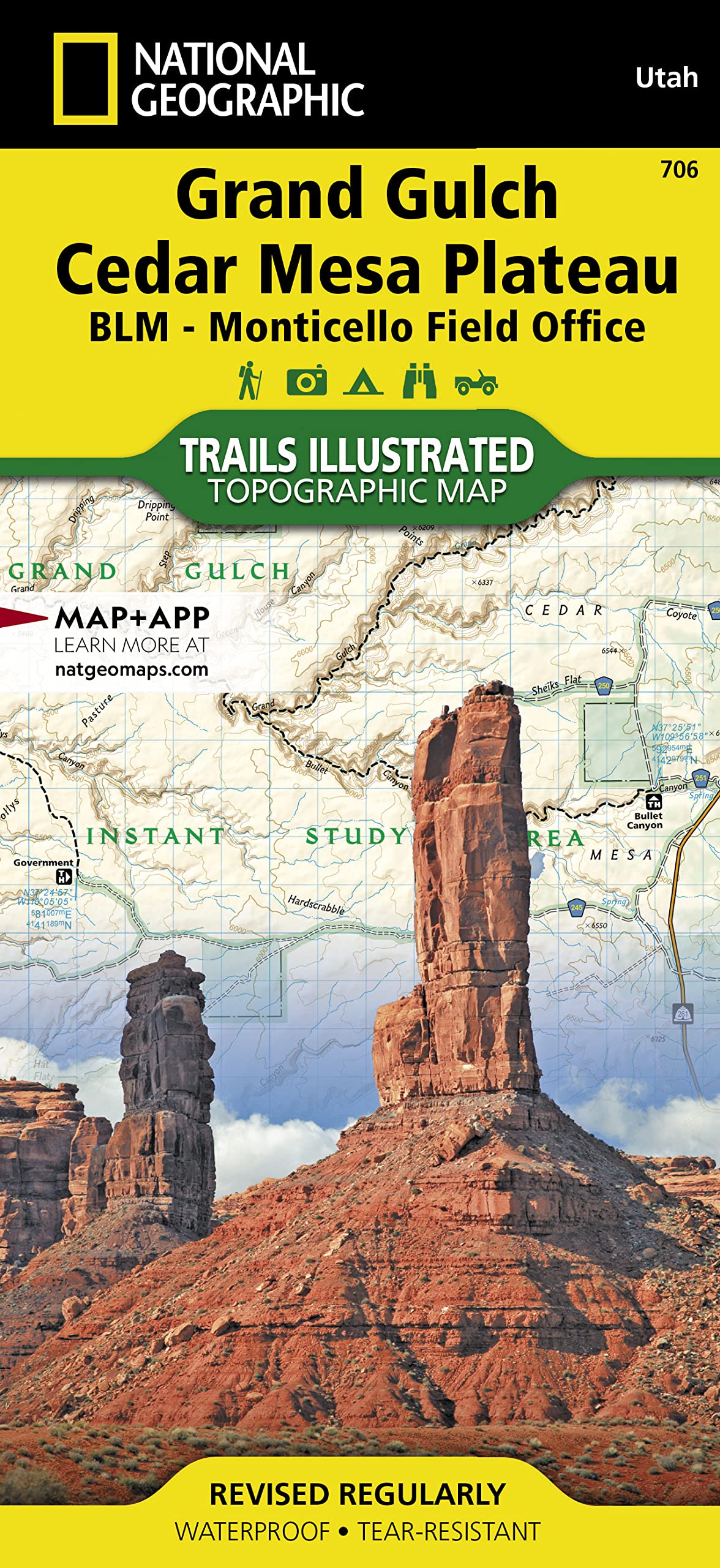 Grand Gulch, Cedar Mesa Plateau Map [BLM - Monticello Field Office] (National Geographic Trails Illustrated Map, 706)